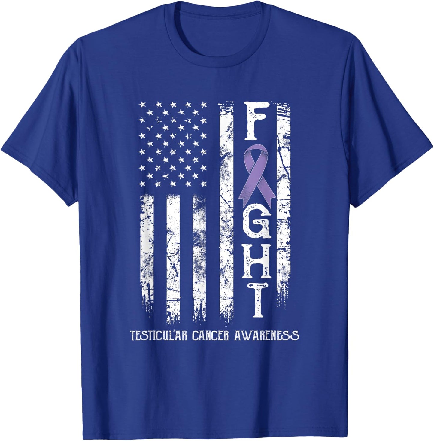 Testicular Cancer Warrior US Flag T-Shirt - T-Shirt | Royal