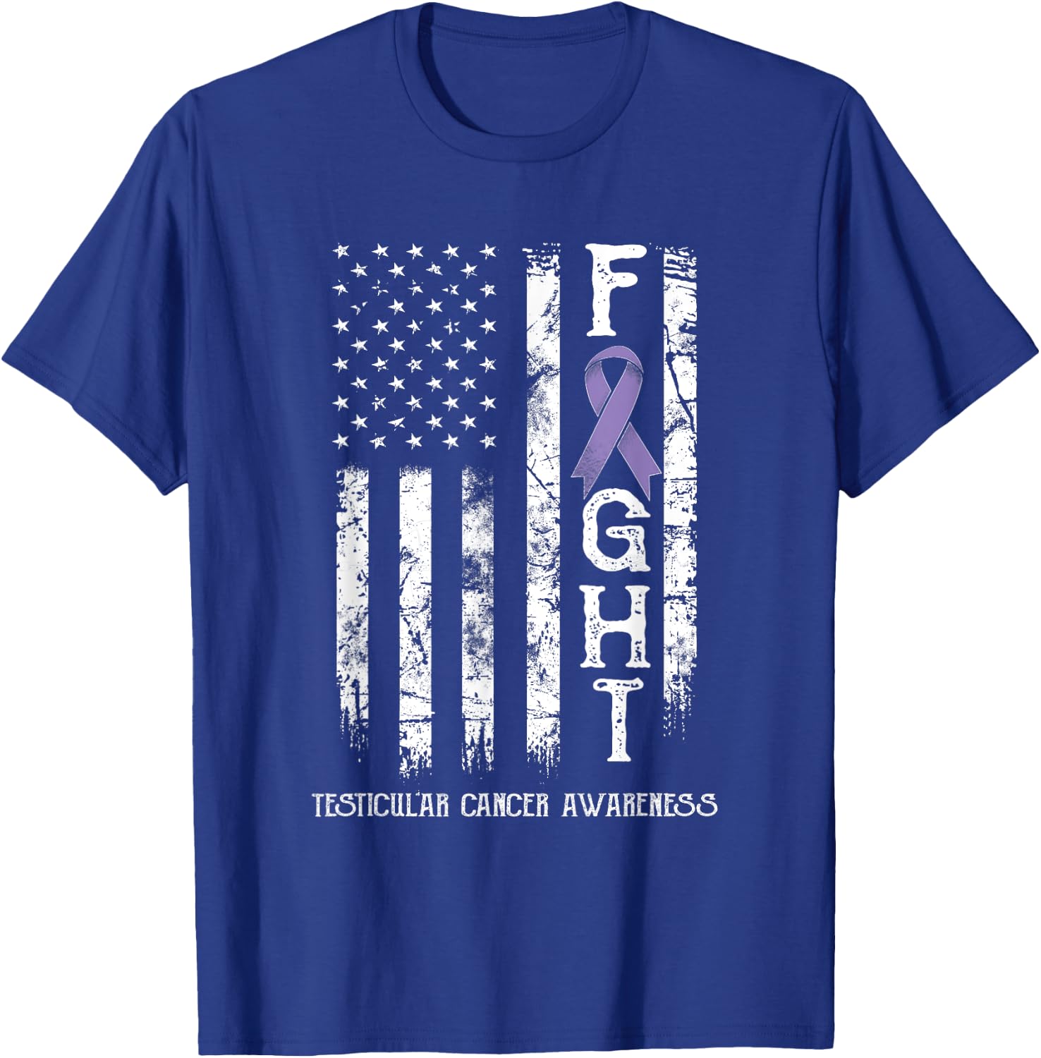Testicular Cancer Warrior US Flag T-Shirt - T-Shirt | Royal