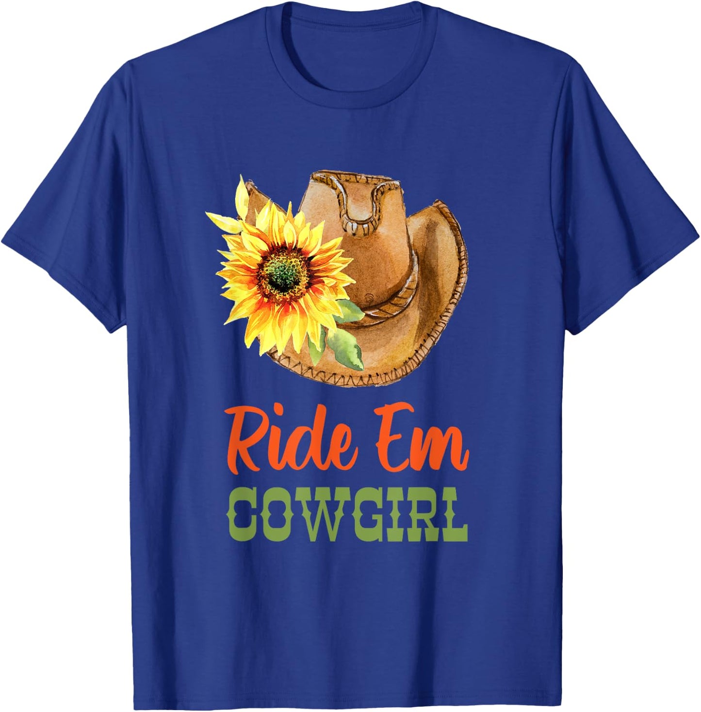 Country Cowgirl Hat - Ride Em Cowgirl T-Shirt - T-Shirt | Royal