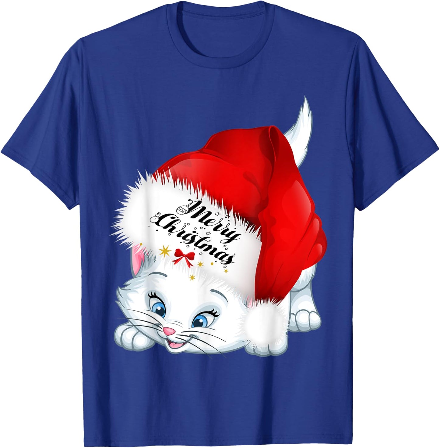 Christmas Gifts Cat Lover Bow Tie Kitten Merry Christmas Cat Women Kids T-Shirt - T-Shirt | Royal