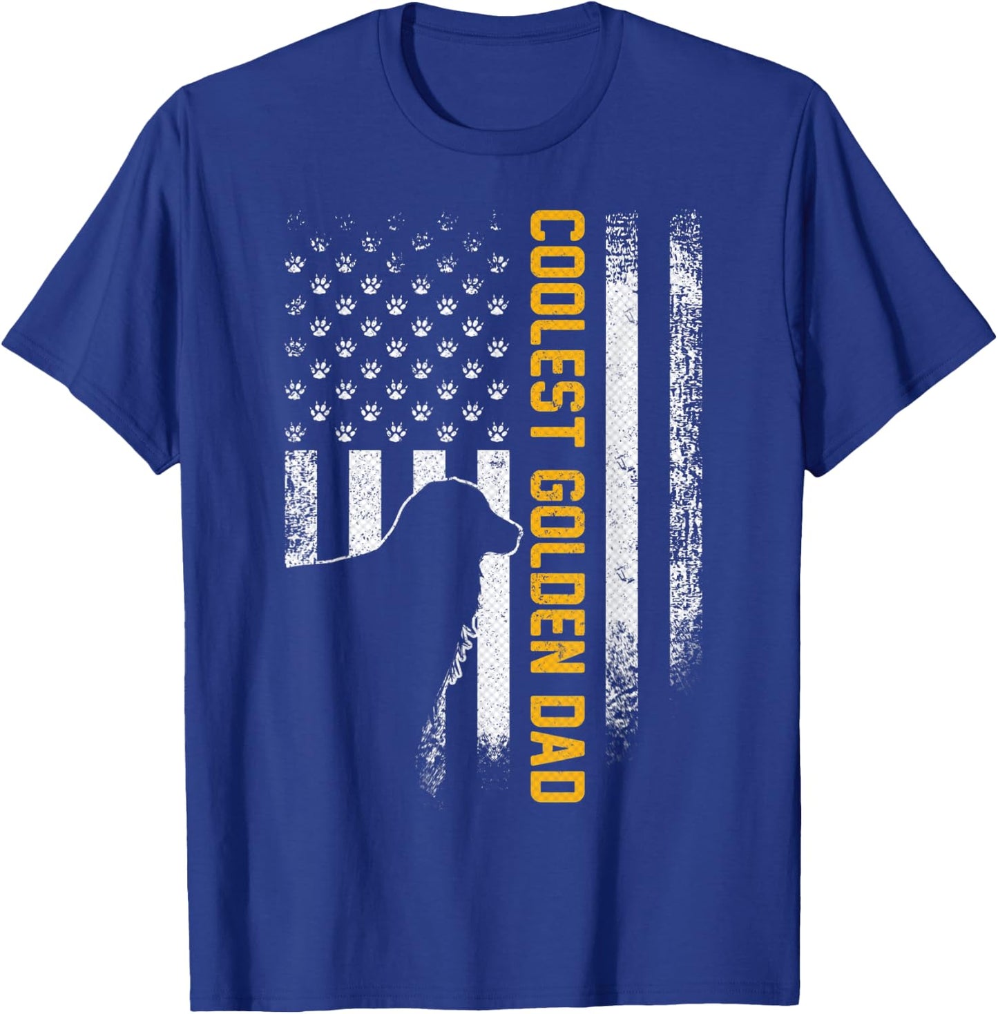 Vintage USA American Flag Coolest Golden Retriever Dad Funny Men T-Shirt - T-Shirt | Royal