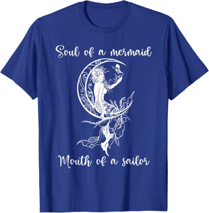 Soul Of A Mermaid Mouth Of Sailor Mermaid Moon And Butterfly T-Shirt - T-Shirt | Royal
