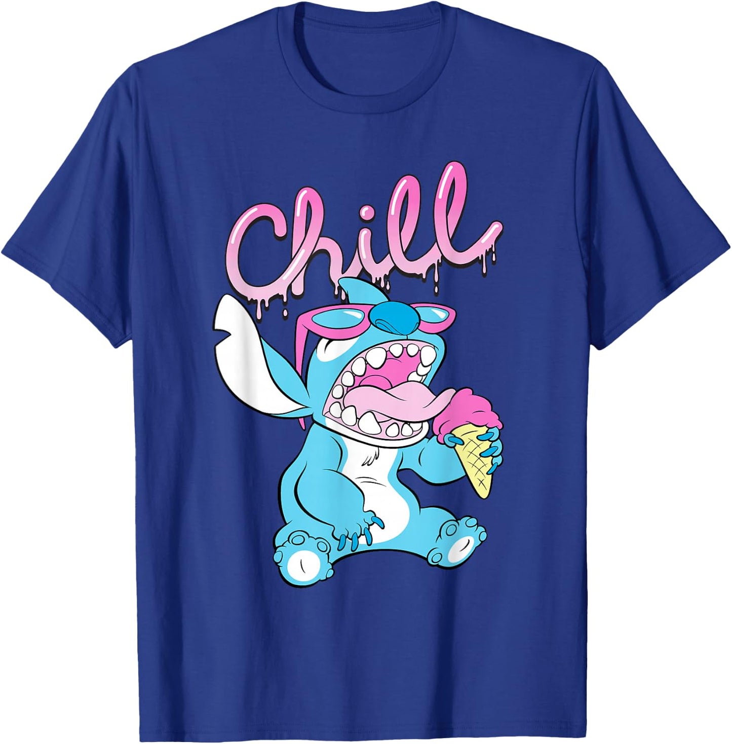Disney Lilo and Stitch Neon Ice Cream Chill Drip T-Shirt - T-Shirt | Royal
