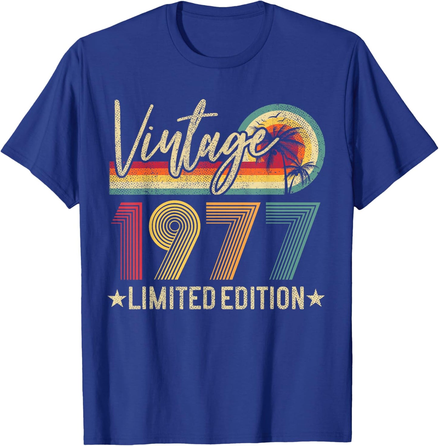 48th Birthday Vintage 1977 Men Women 48 Years Old Retro T-Shirt - T-Shirt | Royal
