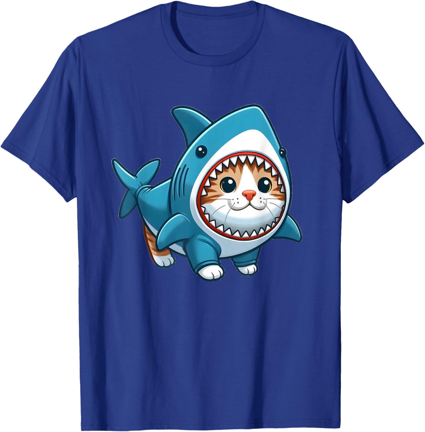 Cat in Shark Costume Men Women Kids T-Shirt - T-Shirt | Royal