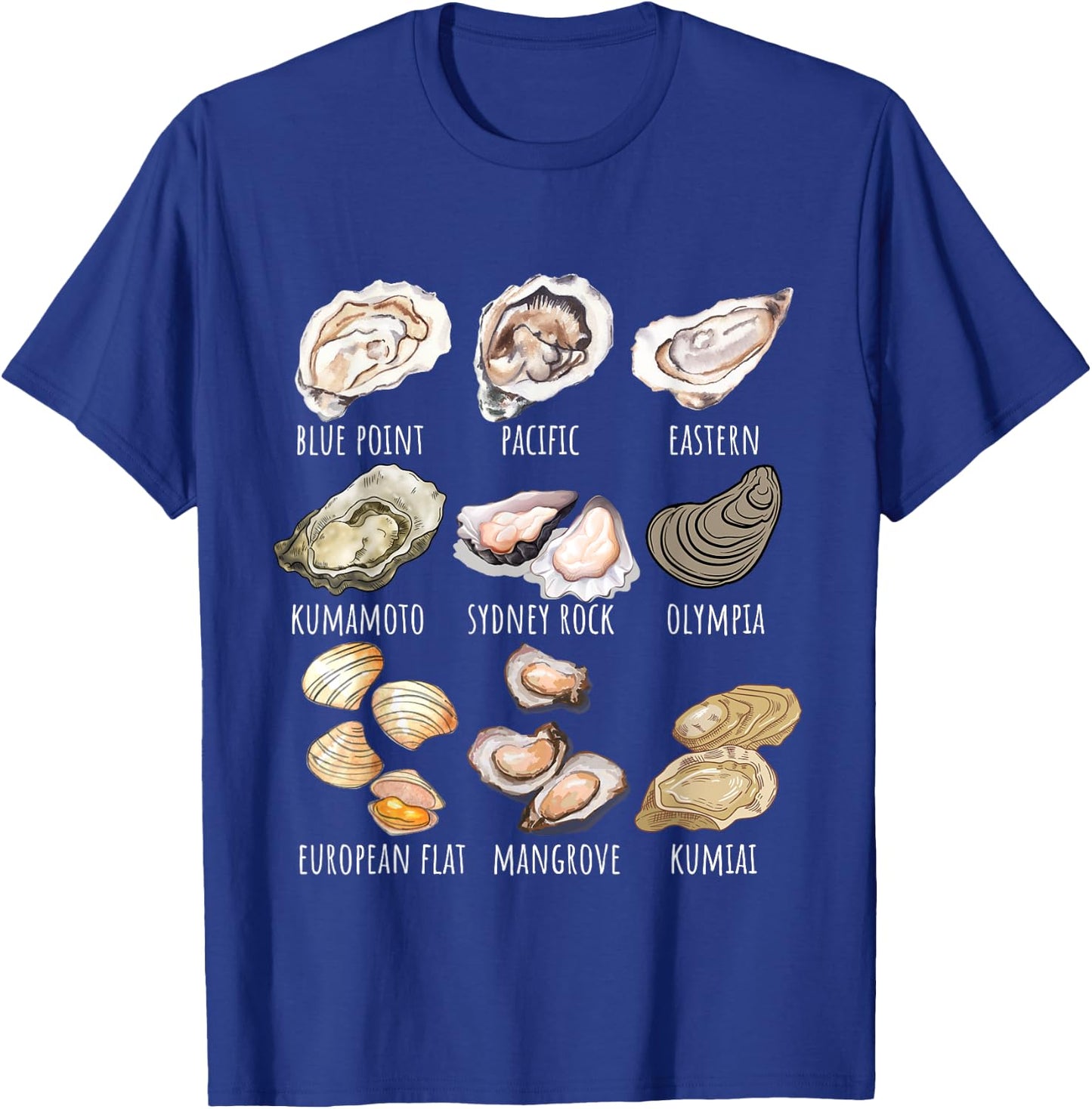 Different Type of Oysters Breed Collection,Cute Oyster Lover T-Shirt - T-Shirt | Royal