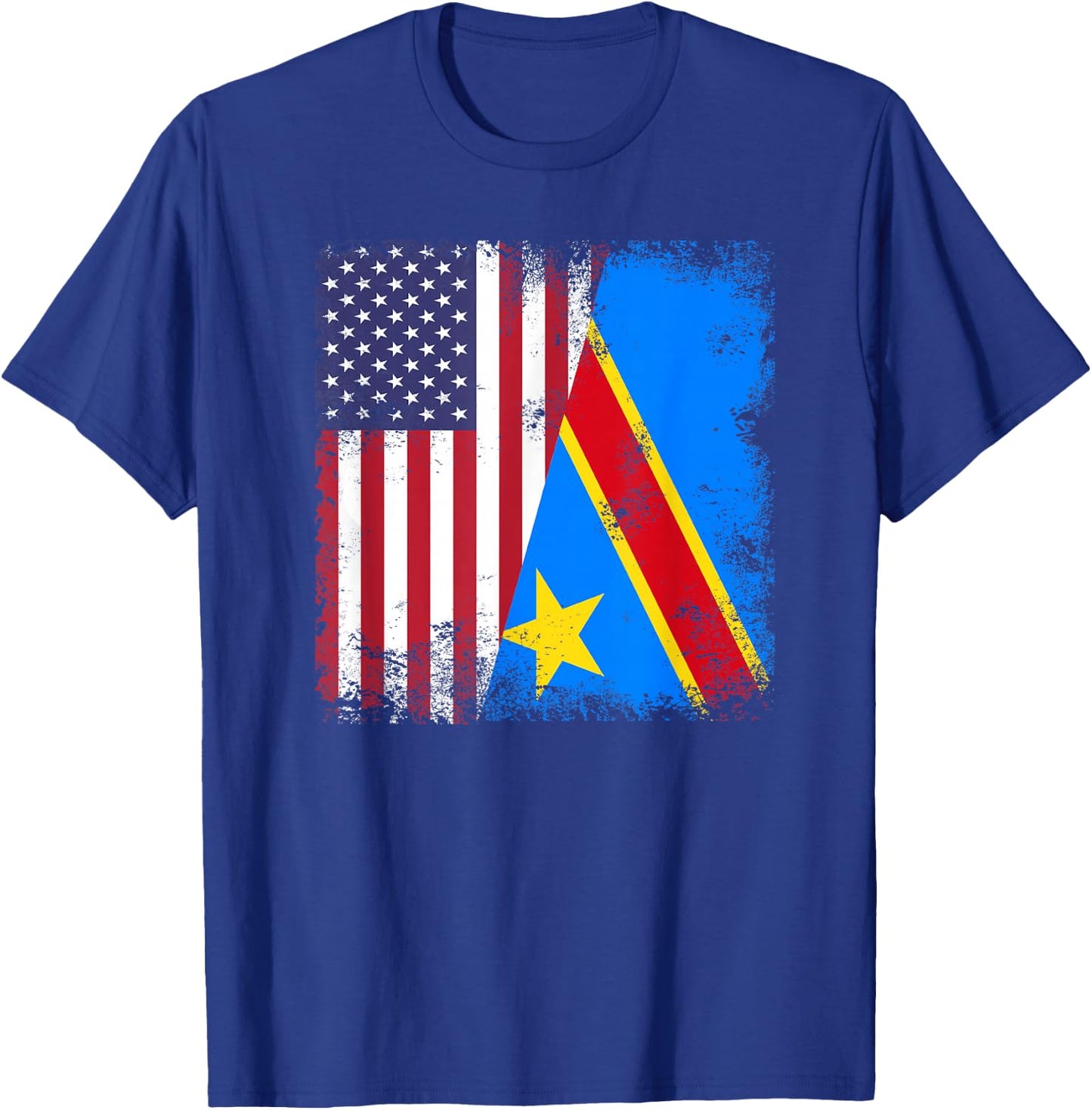 Half Congolese Flag | Vintage Congo USA Gift T-Shirt - T-Shirt | Royal