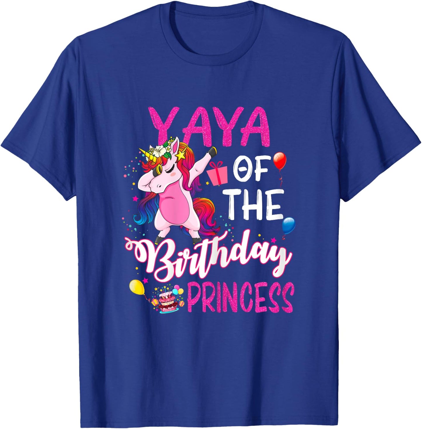 Yaya Of The Birthday Princess Unicorn Girl T-Shirt - T-Shirt | Royal