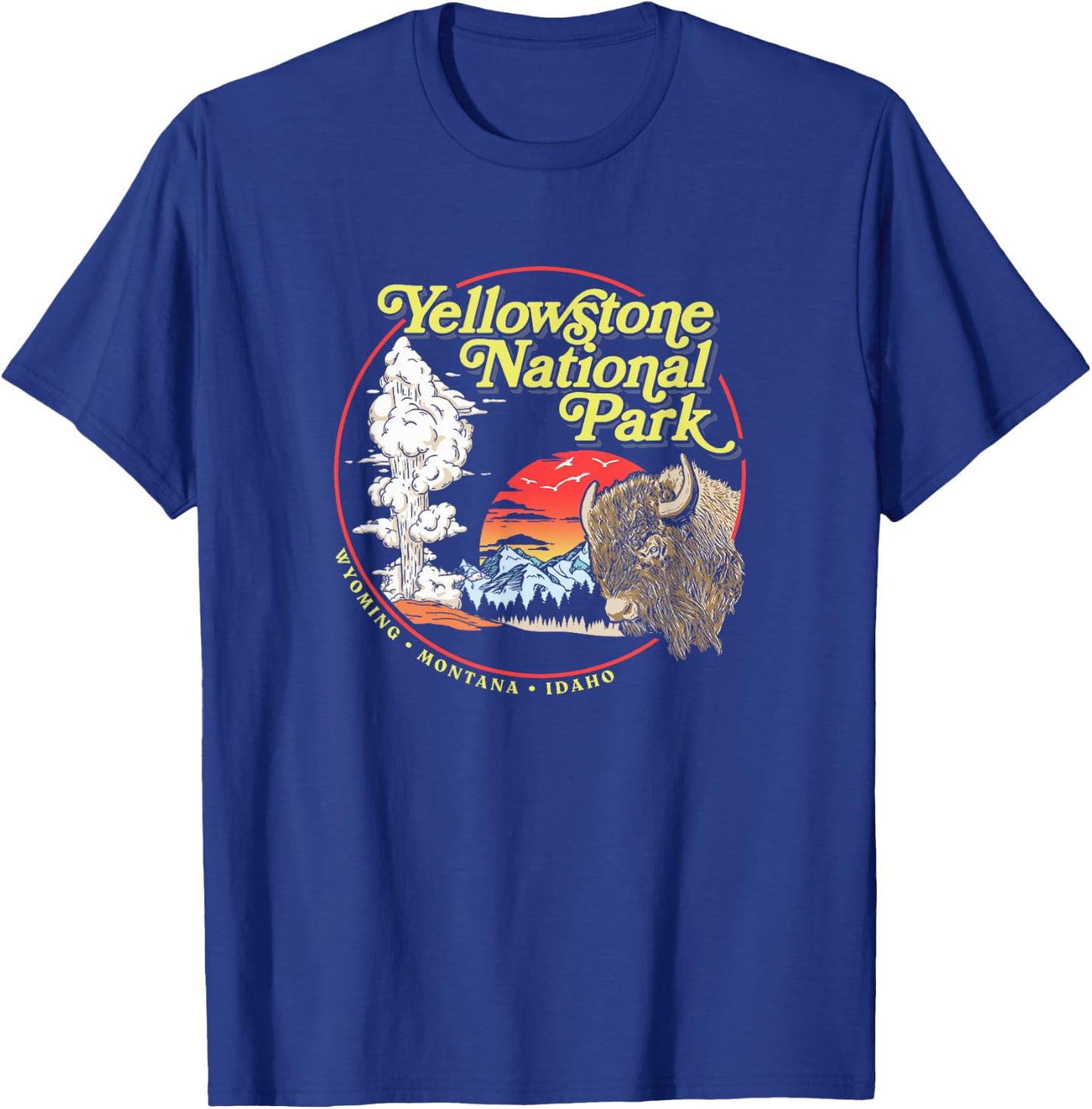 Yellowstone National Park Vintage 70's Old Faithful Graphic T-Shirt - T-Shirt | Royal