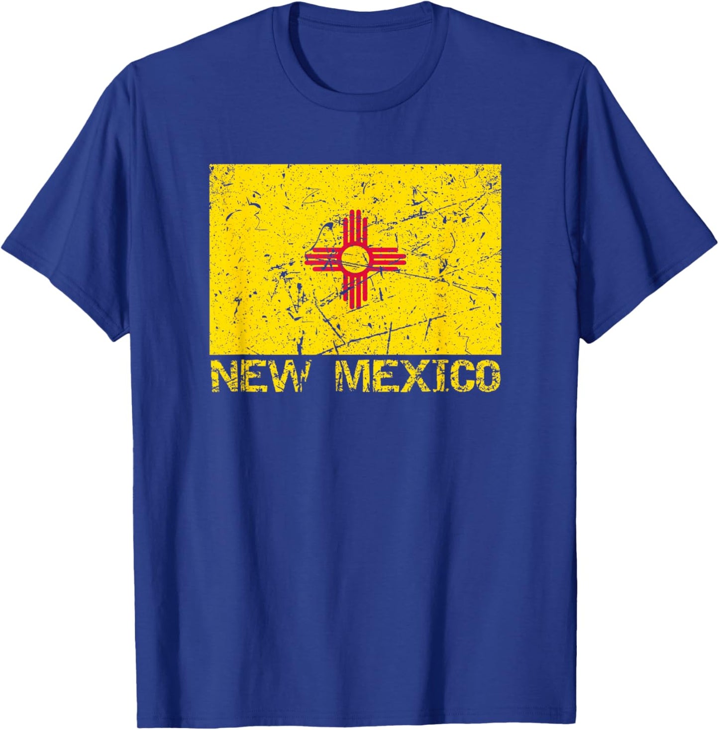 New Mexico Flag Distressed Men Women Kids New Mexican T-Shirt - T-Shirt | Royal