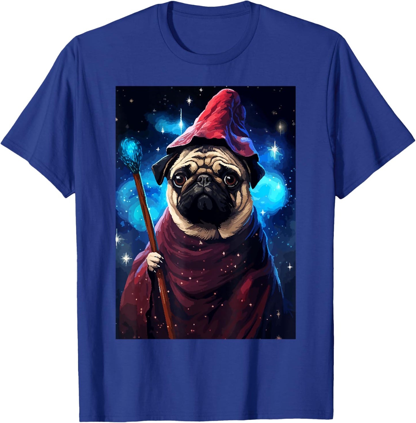 Cute Pug Wizard Character Funny Dog Pixel Art Women Kids T-Shirt - T-Shirt | Royal