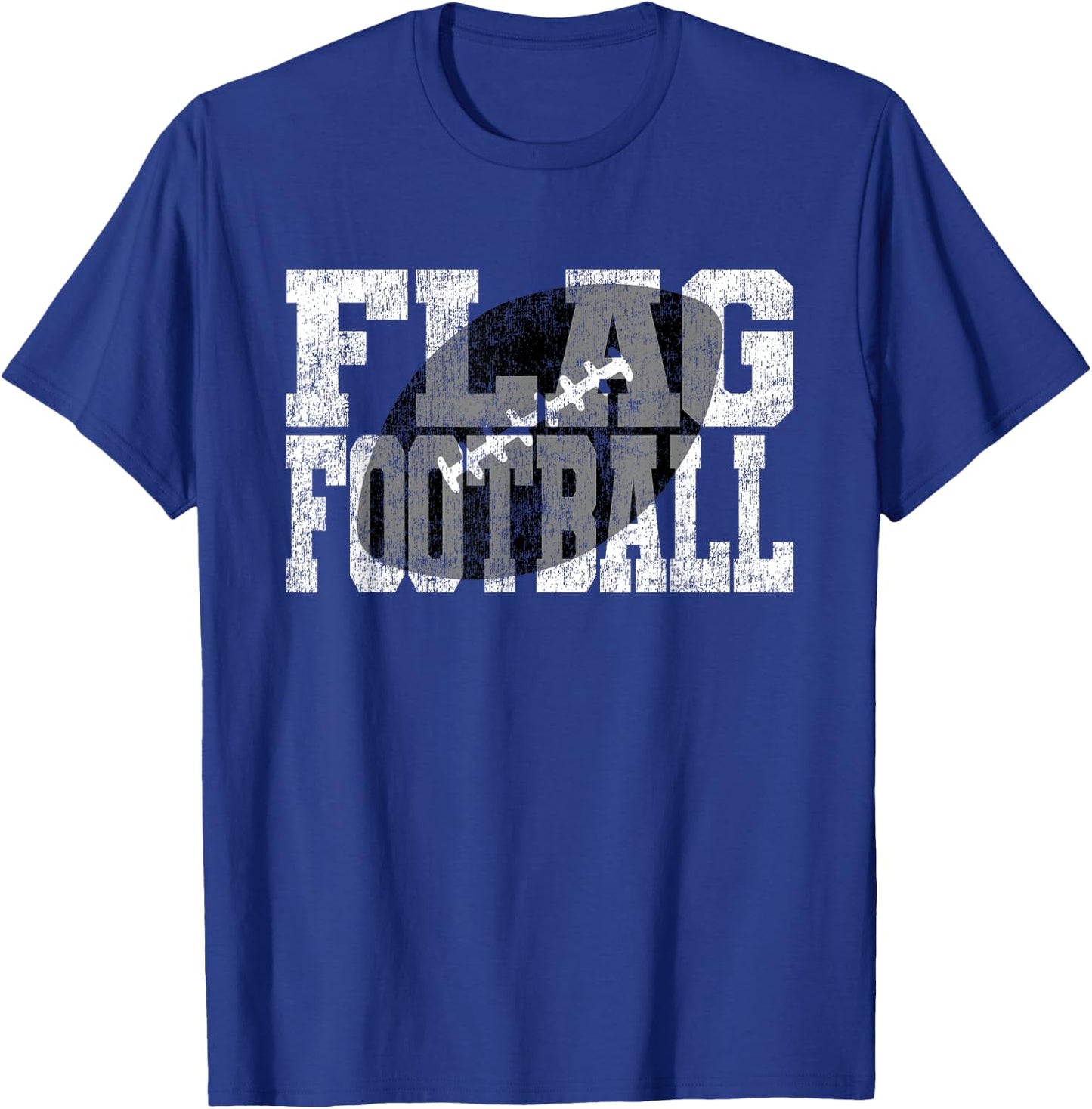 Flag Football - Grunge Flag Football Text Design T-Shirt - T-Shirt | Royal