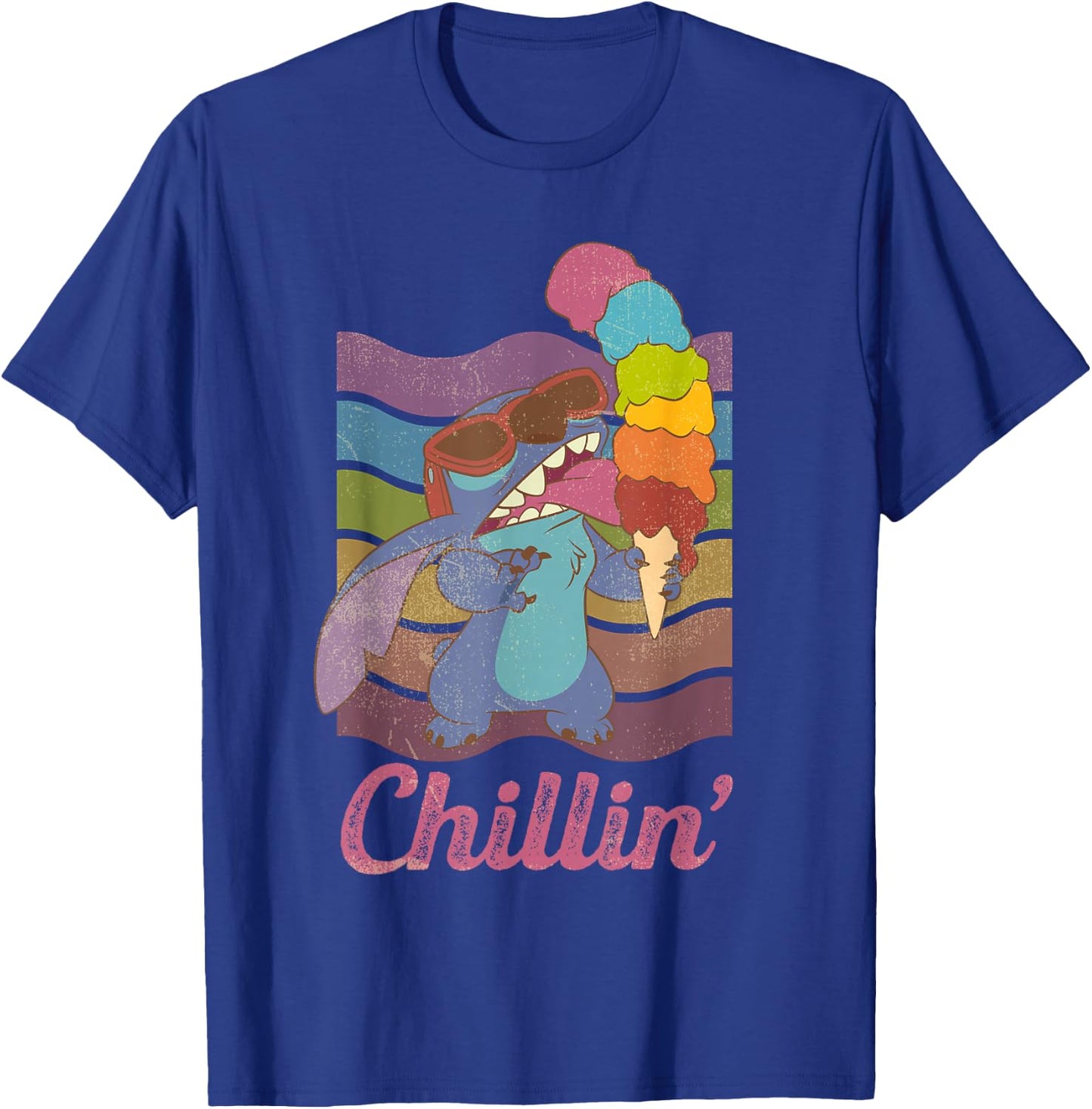 Disney Rainbow Stitch Ice Cream Chillin' T-Shirt - T-Shirt | Royal