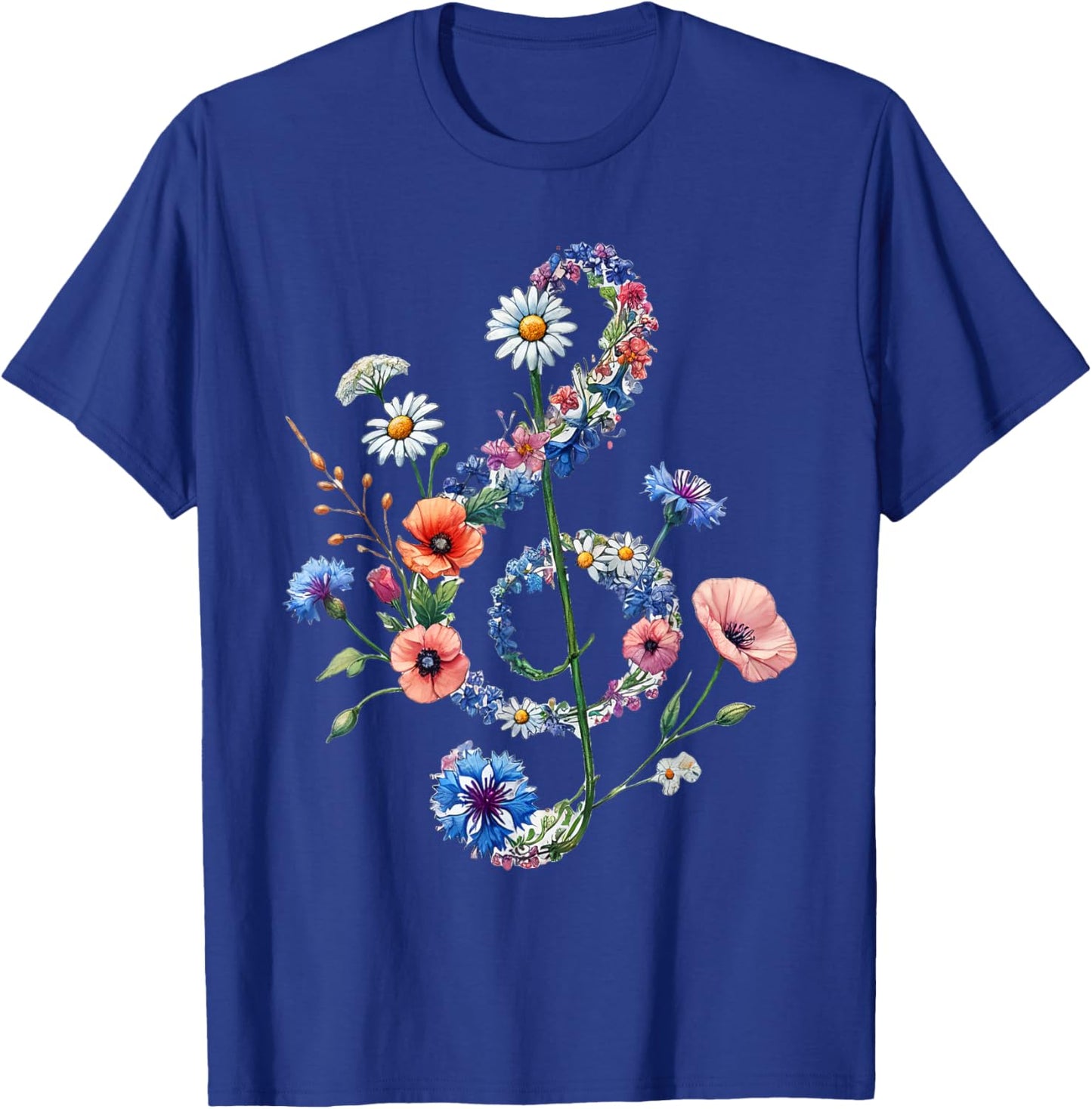 Wildflowers Treble Clef Flower Musical Note Music T-Shirt - T-Shirt | Royal