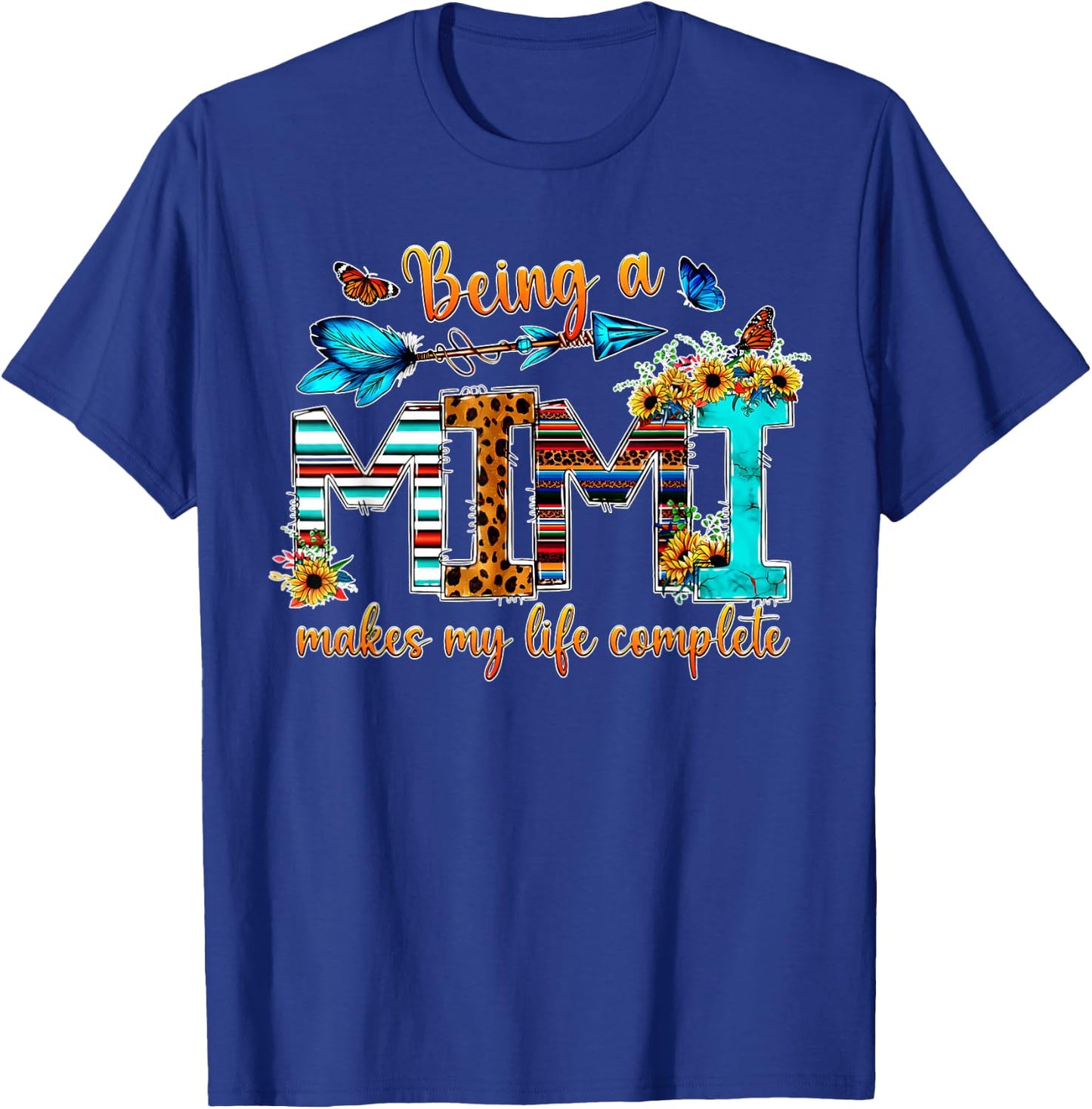 Being A Mimi Makes My Life Complete Butterfly Flowers T-Shirt - T-Shirt | Royal