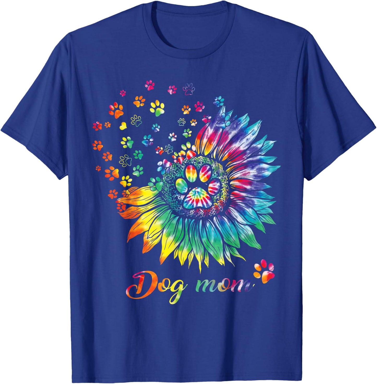 Sunflower Dog Mom Tie Dye Dog Lover Funny T-Shirt - T-Shirt | Royal