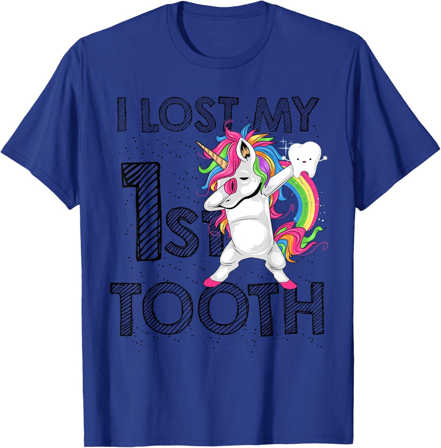 I Lost My First Tooth Baby Teeth Out Fairy Unicorn Dabbing T-Shirt - T-Shirt | Royal