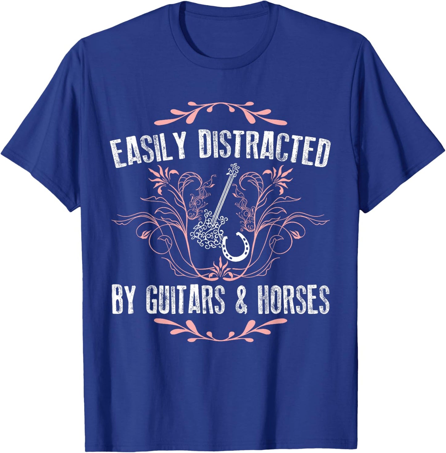 Easily Distracted By Guitars & Horses Riding Outfit T-Shirt - T-Shirt | Royal