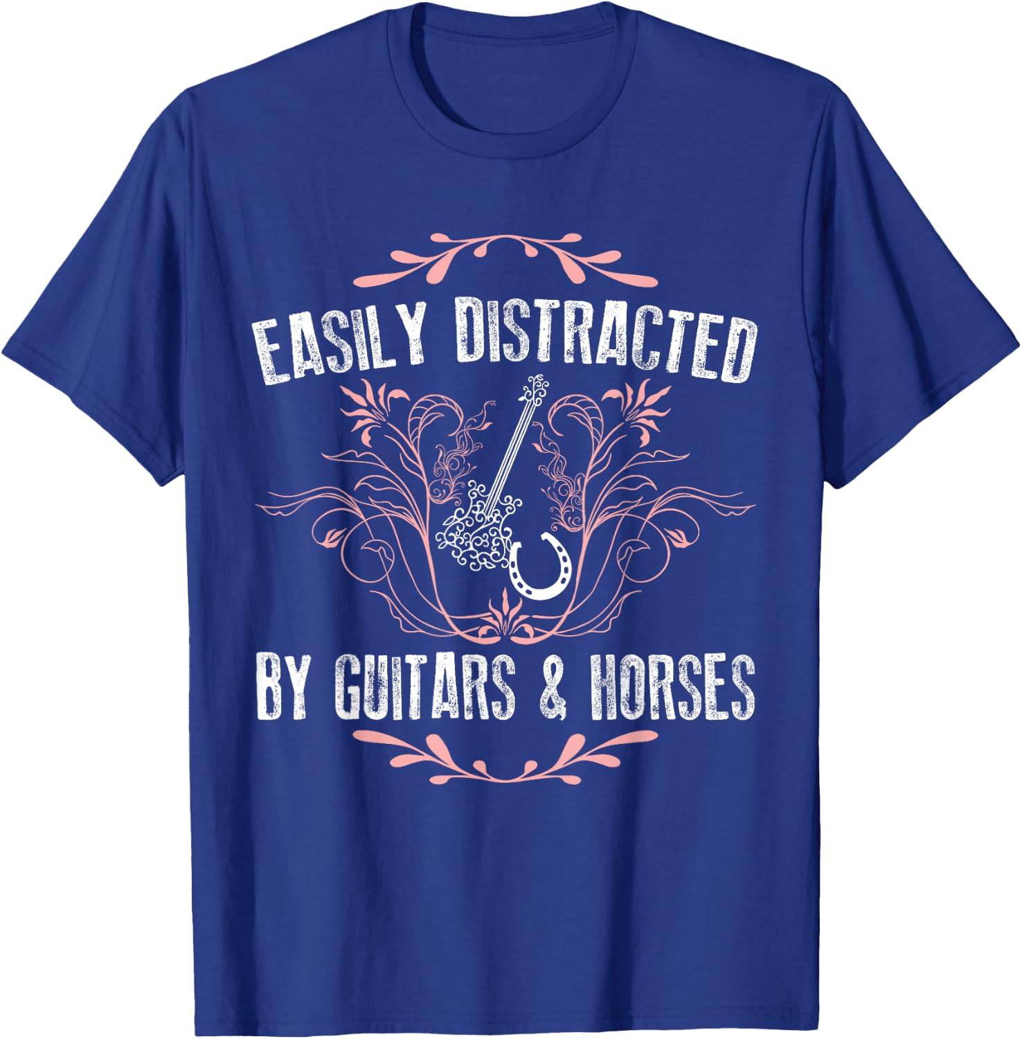 Easily Distracted By Guitars & Horses Riding Outfit T-Shirt - T-Shirt | Royal