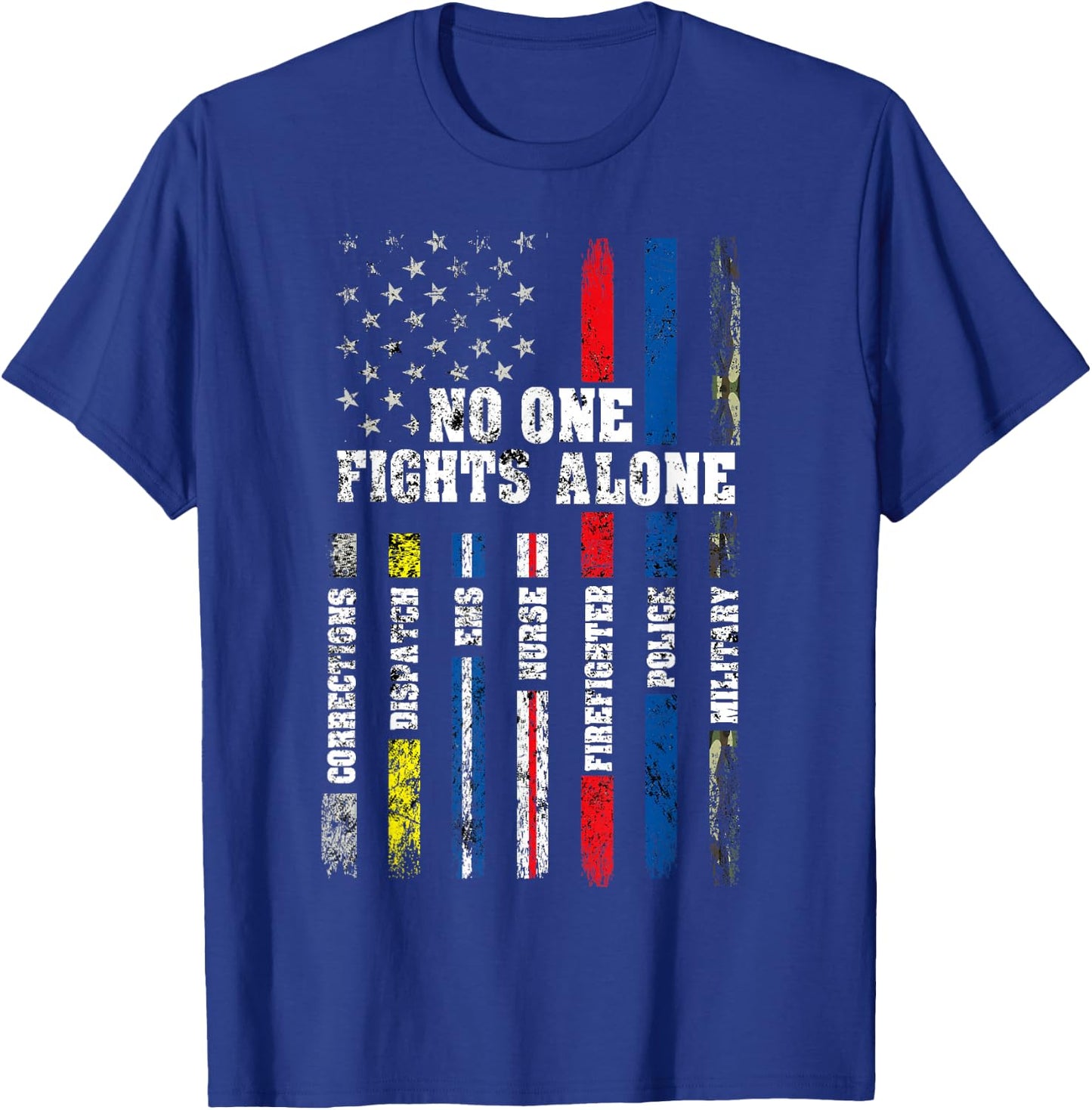 American Flag Thin Line Police Fire Military Nurse Responder Small T-Shirt - T-Shirt | Royal