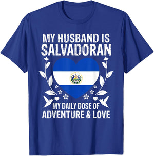 My Husband Is Salvadoran Husband Salvador Flag T-Shirt - T-Shirt | Royal