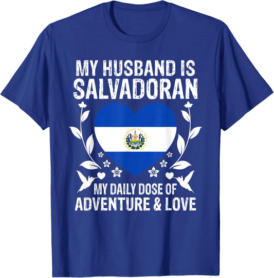 My Husband Is Salvadoran Husband Salvador Flag T-Shirt - T-Shirt | Royal