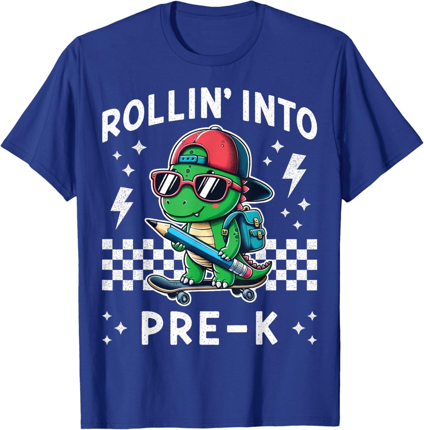 Rollin Into PreK Dinosaur Back to School I’m Ready for Pre K T-Shirt - T-Shirt | Royal