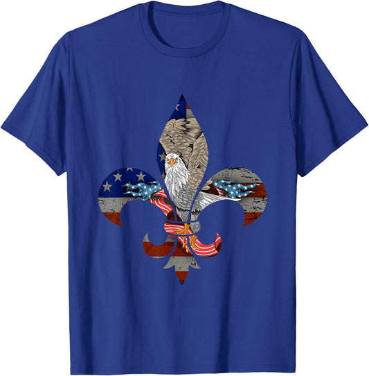 Funny Patriotic Scout Logo Scouting Lover Us Flag Eagle Gift T-Shirt - T-Shirt | Royal