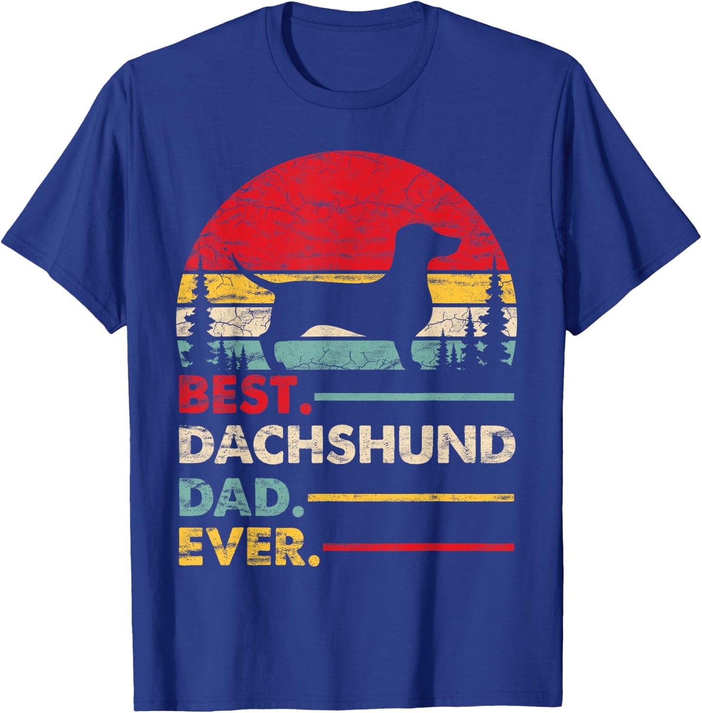 Dachshund Best Dad Ever Gift Dog Vintage Retro Men T-Shirt - T-Shirt | Royal