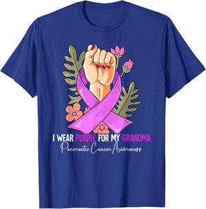 I Wear Purple For My Grandma Pancreatic Cancer Awareness T-Shirt - T-Shirt | Royal