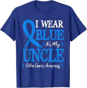I Wear Blue For My Uncle Colon Cancer T-Shirt - T-Shirt | Royal