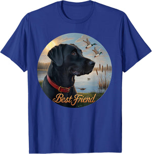 Black Labrador Best Friend. Hunting waterfowl ducks design. T-Shirt - T-Shirt | Royal