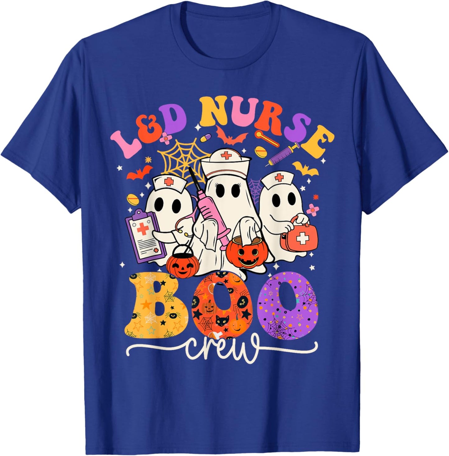 L&D Boo Crew Costume Funny Nurse Ghost Halloween T-Shirt - T-Shirt | Royal