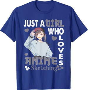 Japanese Anime Drawing Gifts Just A Girl Who Loves Sketching T-Shirt - T-Shirt | Royal