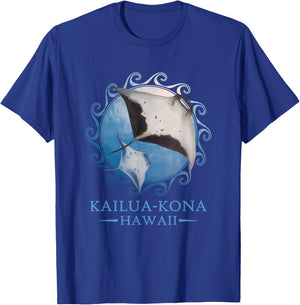 Kailua-Kona Hawaii Stingray Manta Ray Ocean Animals T-Shirt - T-Shirt | Royal