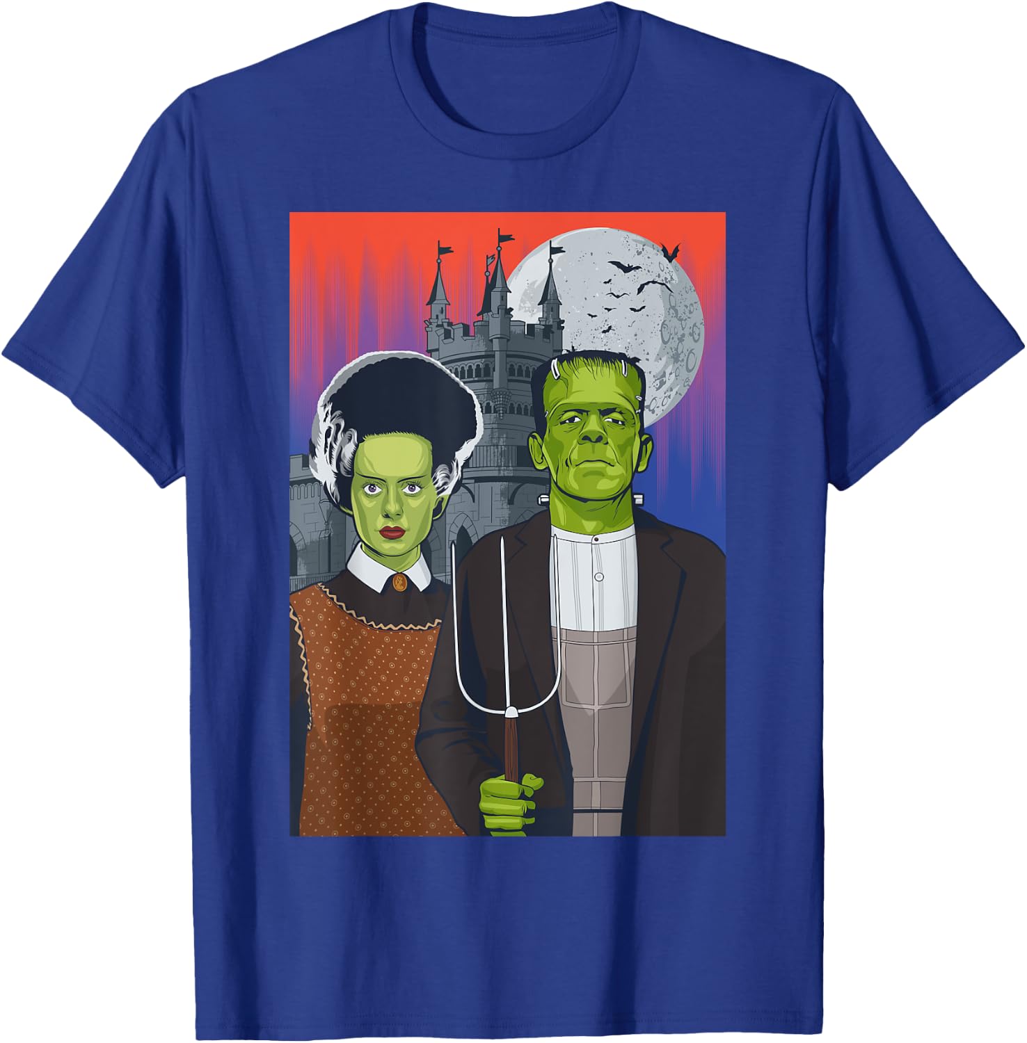 Frankenstein American Gothic Parody Halloween Monster T-Shirt - T-Shirt | Royal