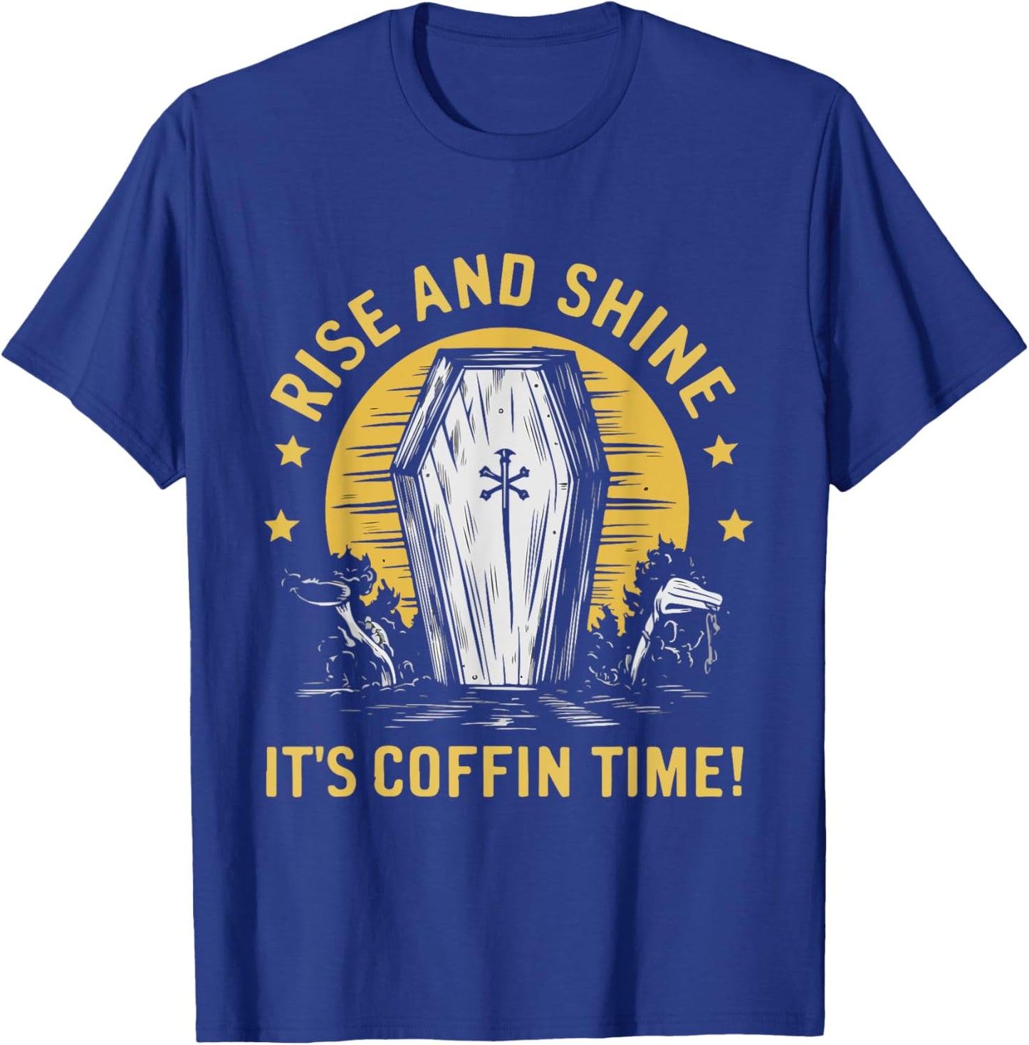 Rising Coffin Humor Funny Casket Funeral Horror Costume T-Shirt - T-Shirt | Royal