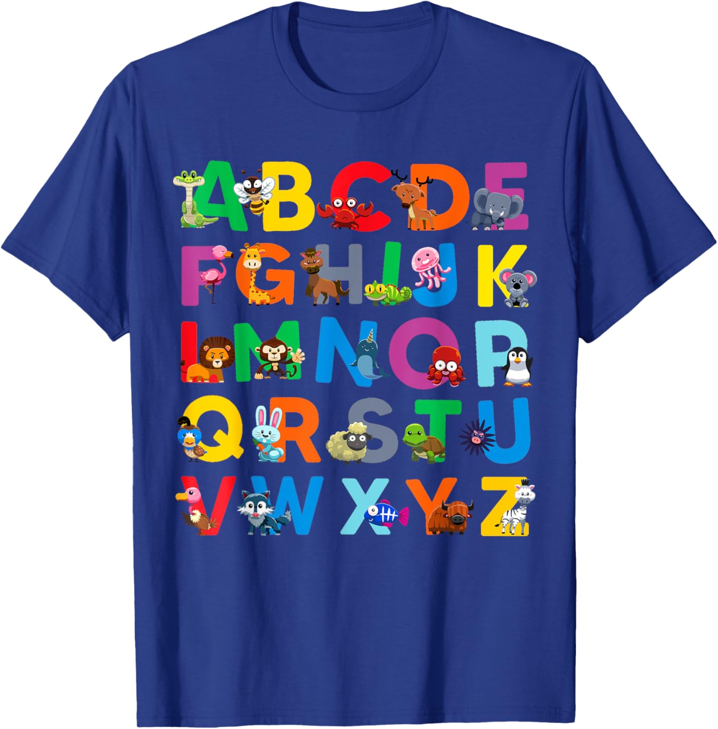 Zoo Animal Alphabet ABCs Animals Learning A-Z ABC Letters T-Shirt - T-Shirt | Royal