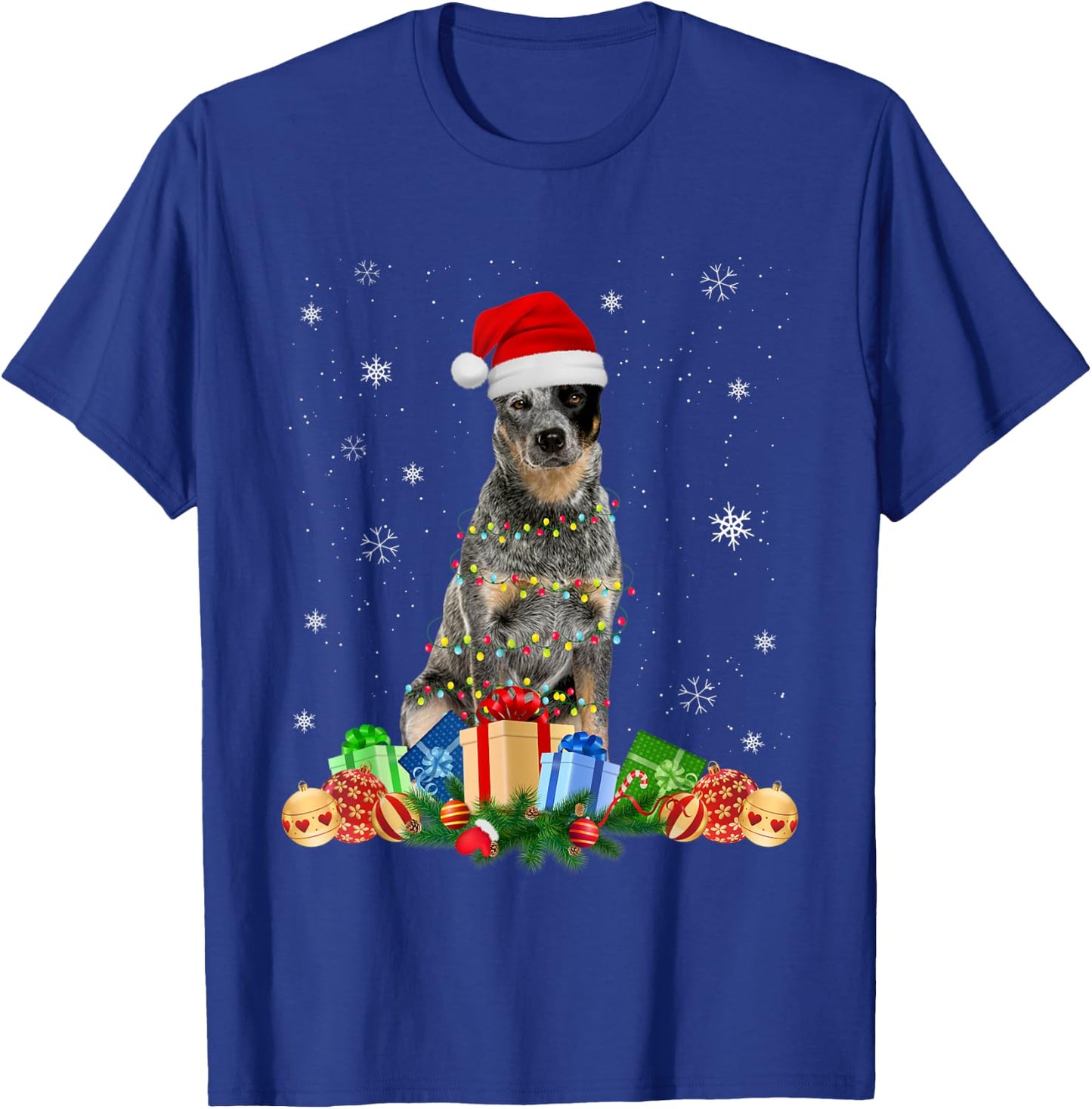 Australian Cattle Dog Christmas Lights Puppy Dog Lover Women Kids T-Shirt - T-Shirt | Royal