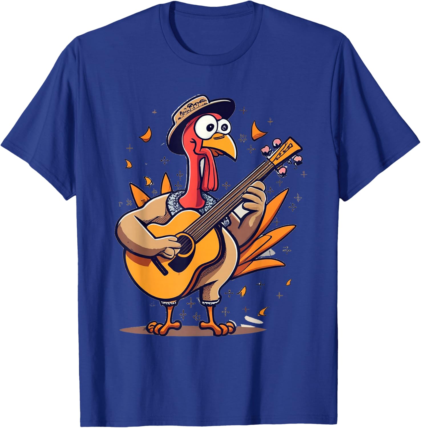 Thanksgiving RockStar Turkey Playing Guitar T-Shirt - T-Shirt | Royal