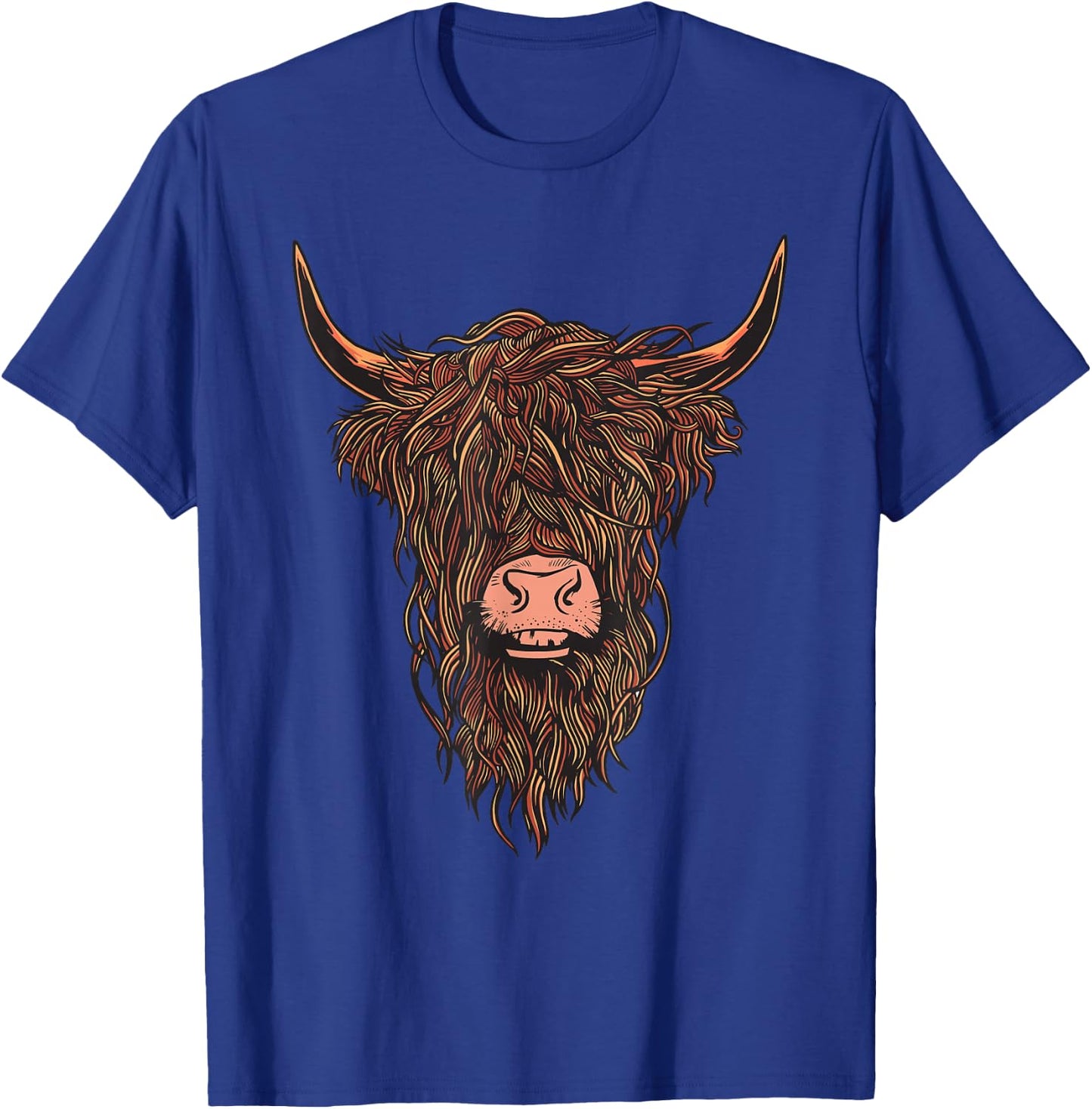 Scottish Highland Cow Face Highlander Cattle T-Shirt - T-Shirt | Royal