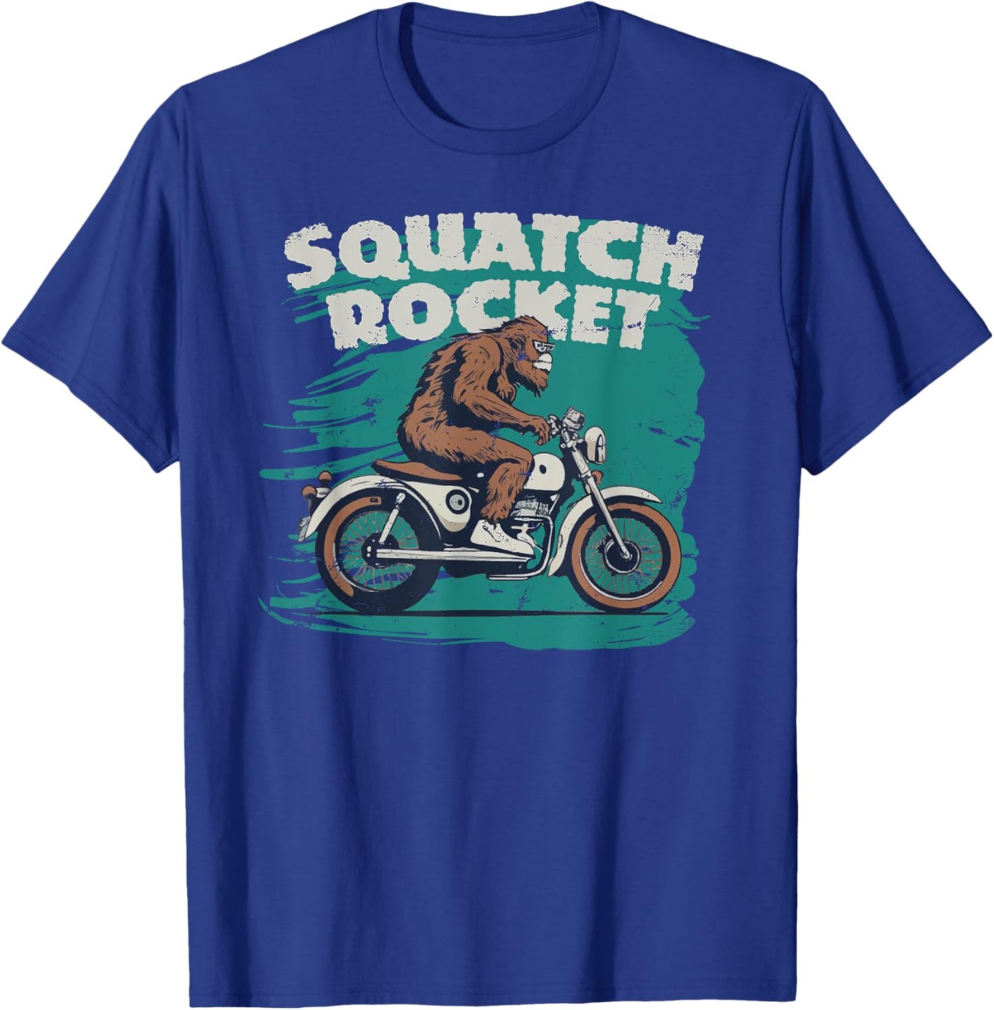 Sasquatch Motorcycle Rider Bigfoot Fan Crotch Squatch Rocket T-Shirt - T-Shirt | Royal