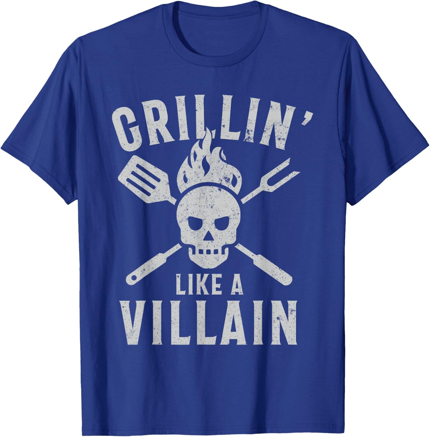 Funny Grillin' Like A Villain Barbecue Grilling Cooking T-Shirt - T-Shirt | Royal