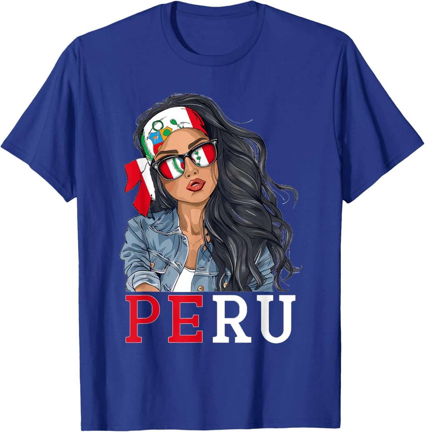 Peruvian Woman Products Flag Uniform Heritage Peru T-Shirt - T-Shirt | Royal