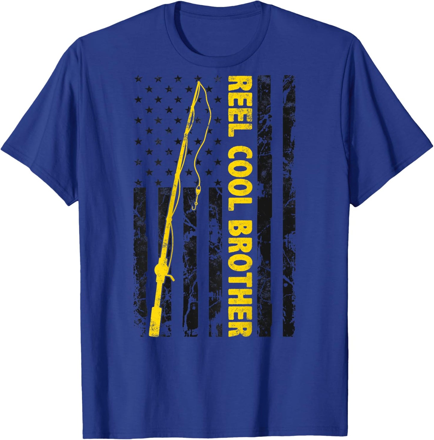 Reel cool Brother Fishing American Flag dad Gift Brother T-Shirt - T-Shirt | Royal