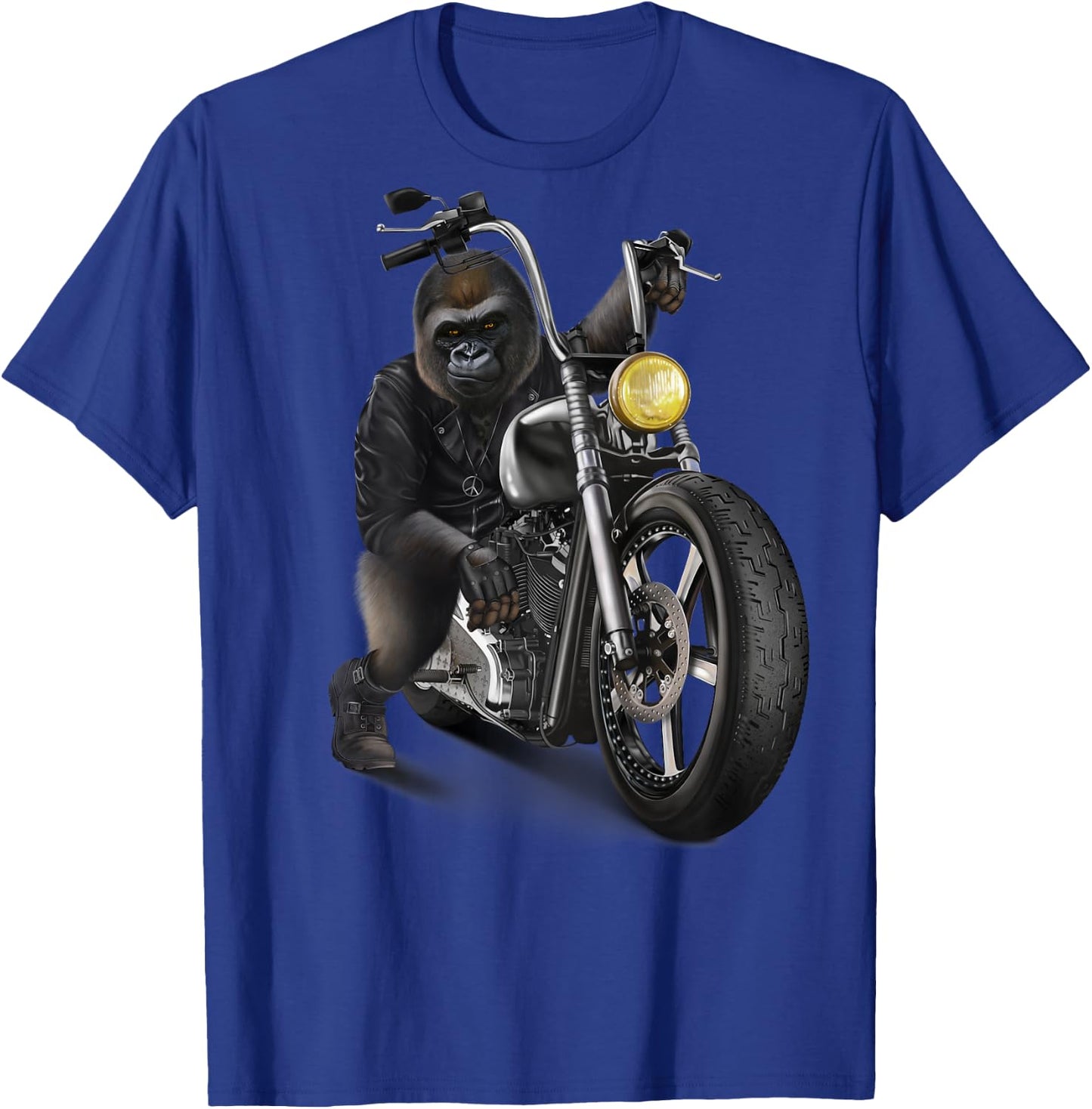 Gorilla Riding Chopper Motorcycle T-Shirt - T-Shirt | Royal