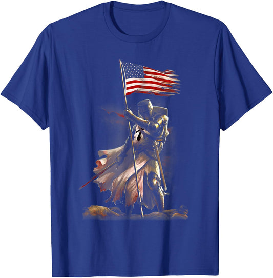 black - knight flag - veteran day - American flag T-Shirt - T-Shirt | Royal