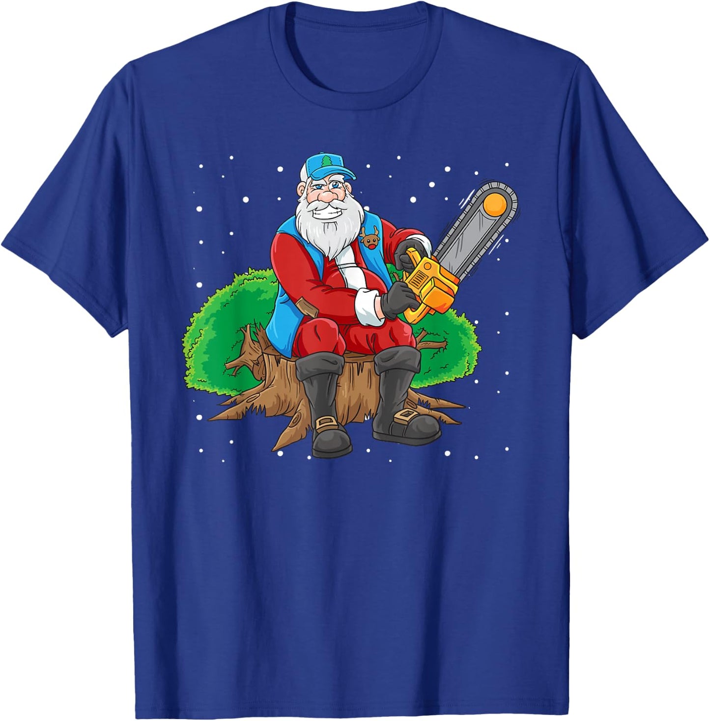 Lumberjack Santa Claus Christmas Chain Saw T-Shirt - T-Shirt | Royal