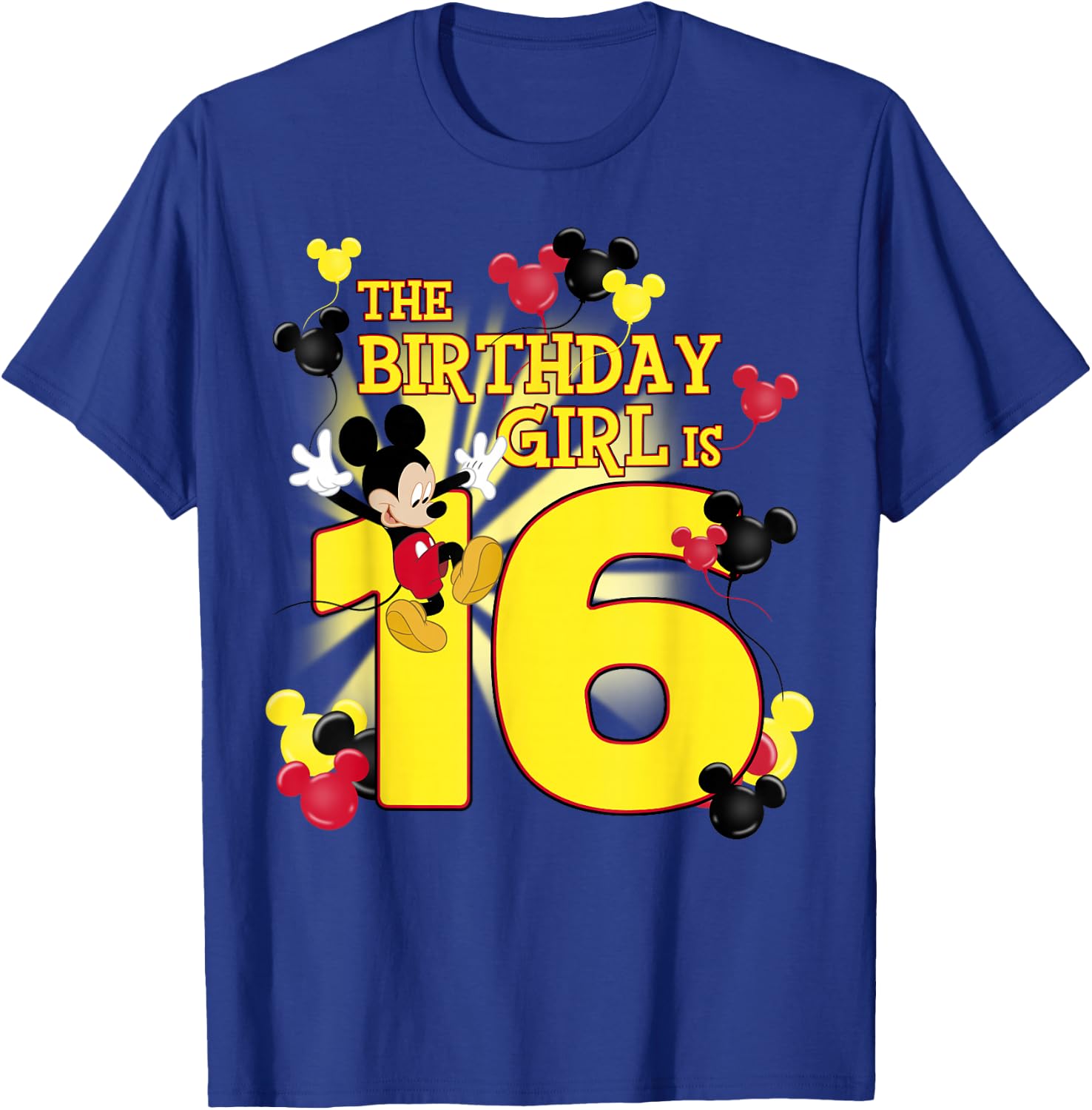 Disney Mickey And Friends Mickey 16th Birthday Girl T-Shirt - T-Shirt | Royal