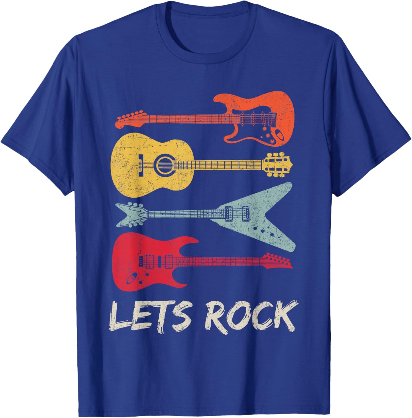 Lets Rock n Roll Guitar Retro Gift Men Women T-Shirt - T-Shirt | Royal